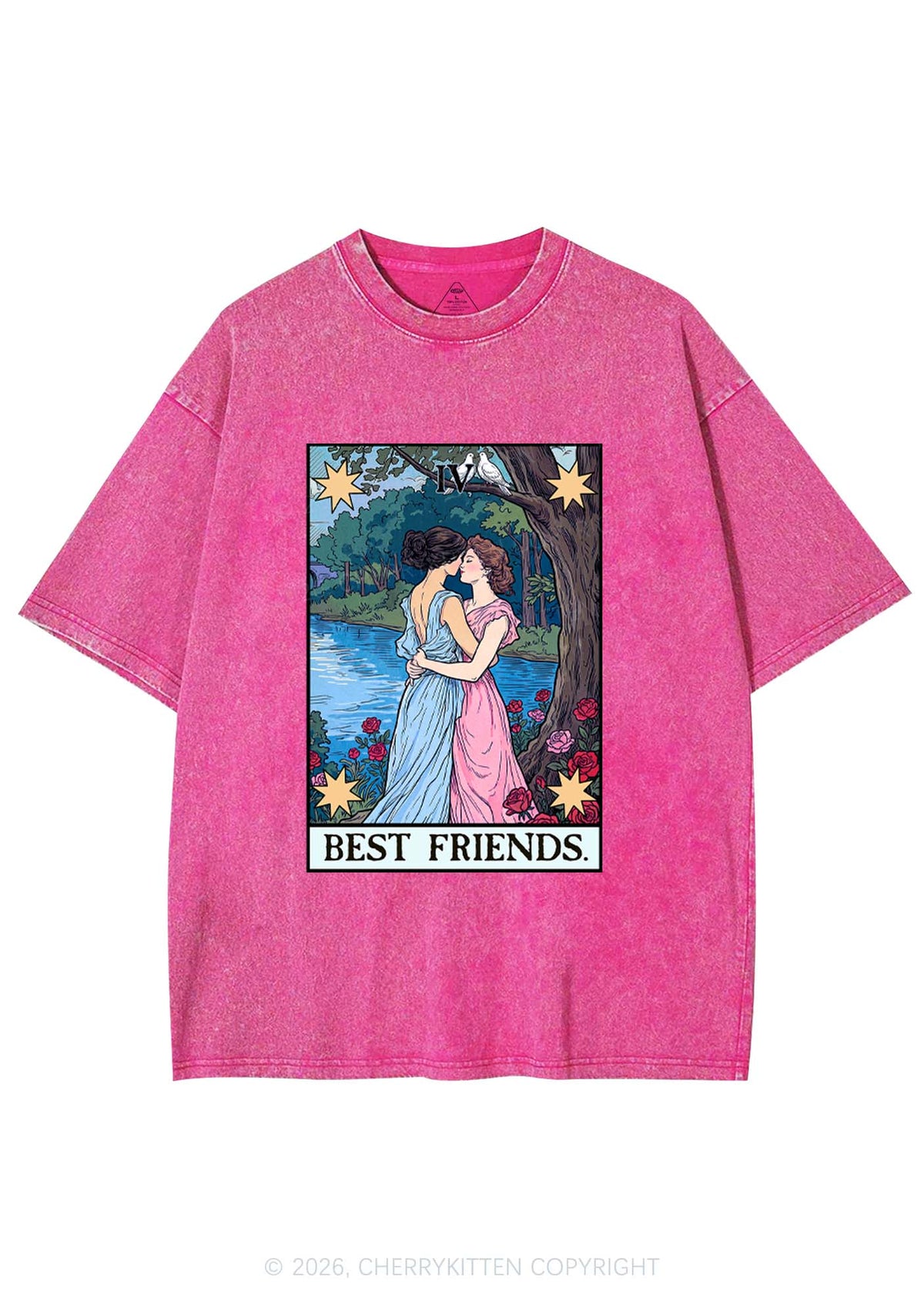Best Friends Tarot Pride Y2K Shirts Washed Tee Cherrykitten