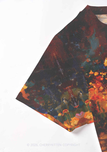 Dancing In Garden Pride Y2K Mesh Crop Top Cherrykitten