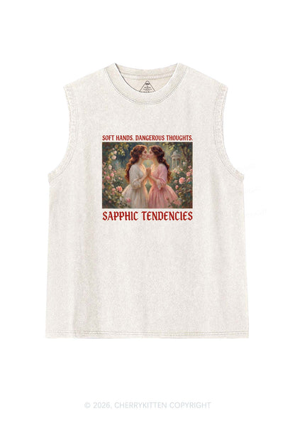 Soft Sapphic Tendencies Pride Y2K Washed Muscle Tank Cherrykitten