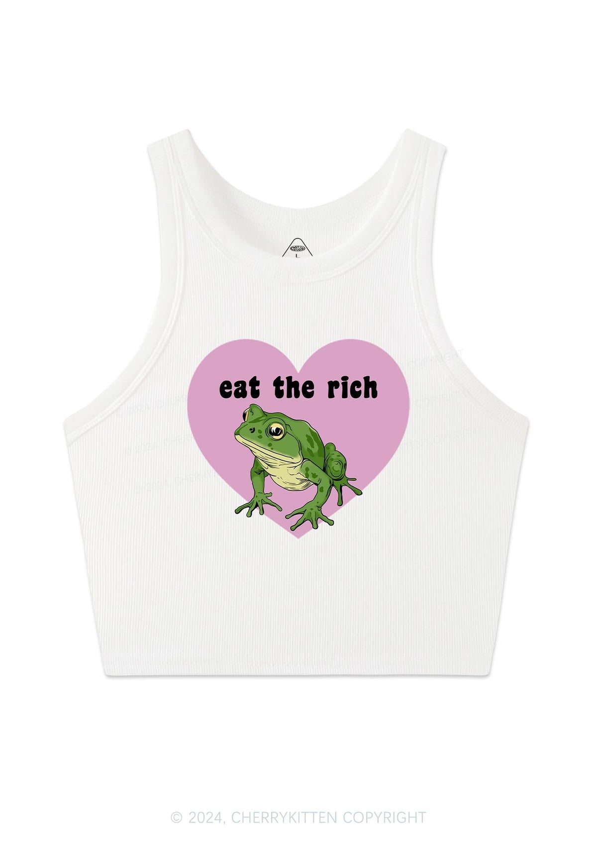 Eat The Rich Frog Y2K Crop Tank Top Cherrykitten