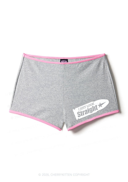 I Just Look Straight Pride Y2K Booty Shorts Cherrykitten