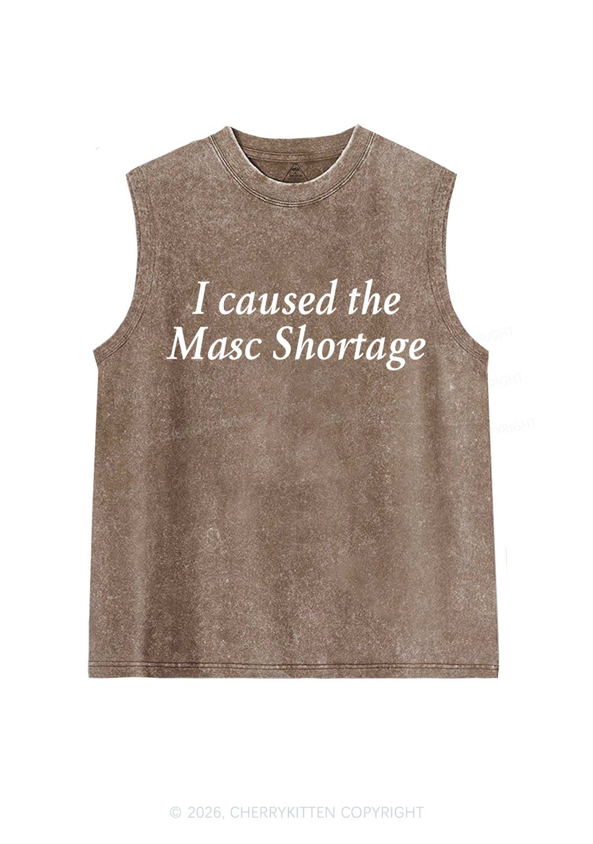 I Caused The Masc Shortage Pride Y2K Washed Muscle Tank Cherrykitten