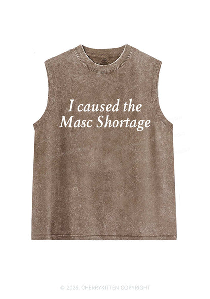 I Caused The Masc Shortage Pride Y2K Washed Muscle Tank Cherrykitten