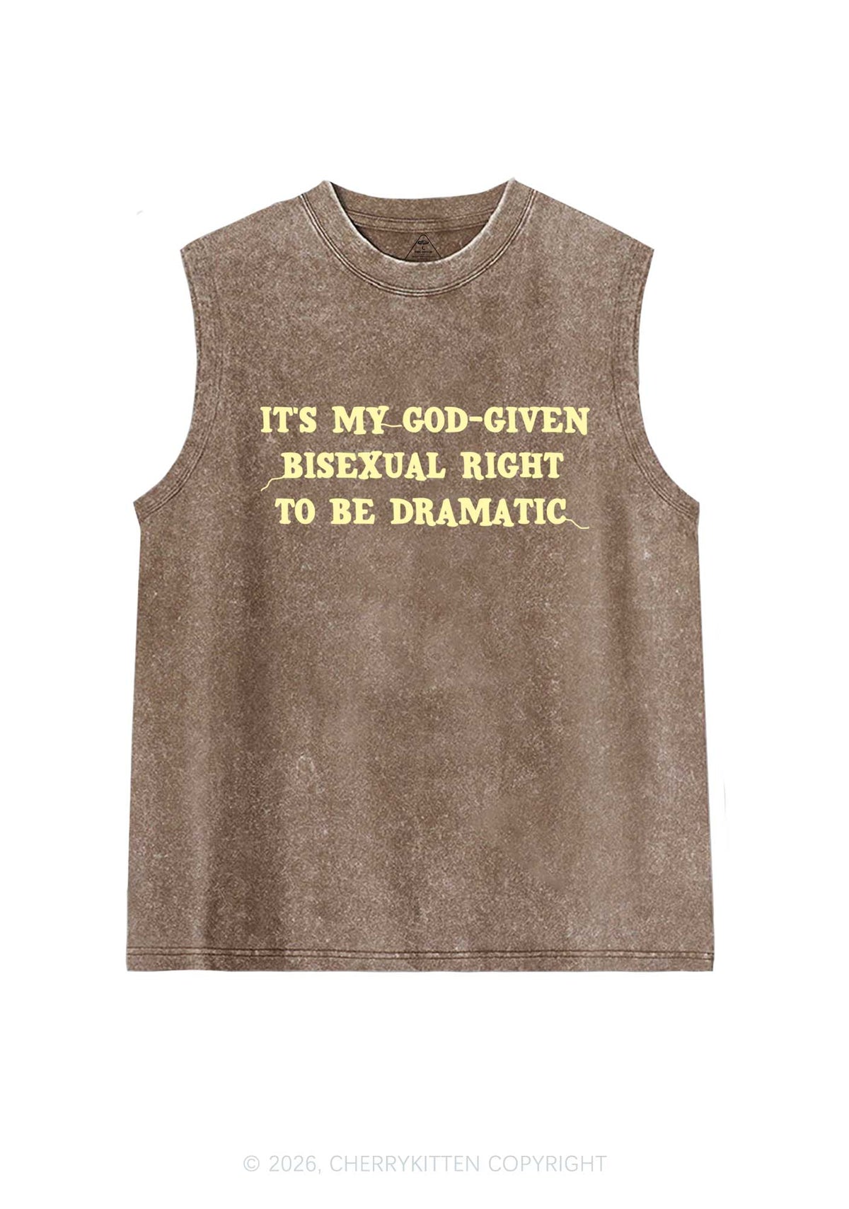God Given Bisexual Right Pride Y2K Washed Muscle Tank Cherrykitten