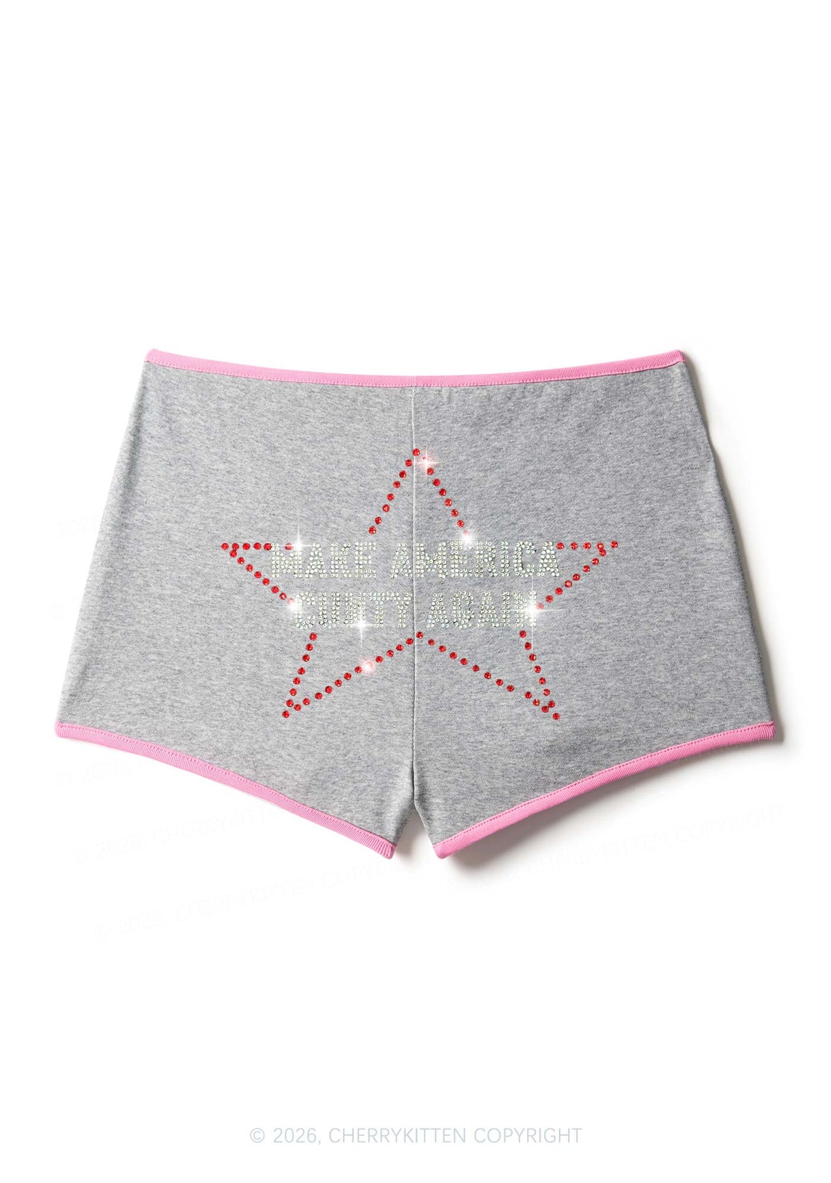 Rhinestone Make America Cxxty Again Y2K Booty Shorts Cherrykitten
