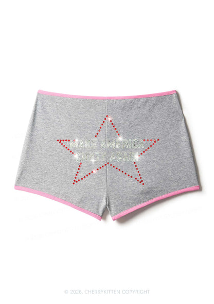 Rhinestone Make America Cxxty Again Y2K Booty Shorts Cherrykitten