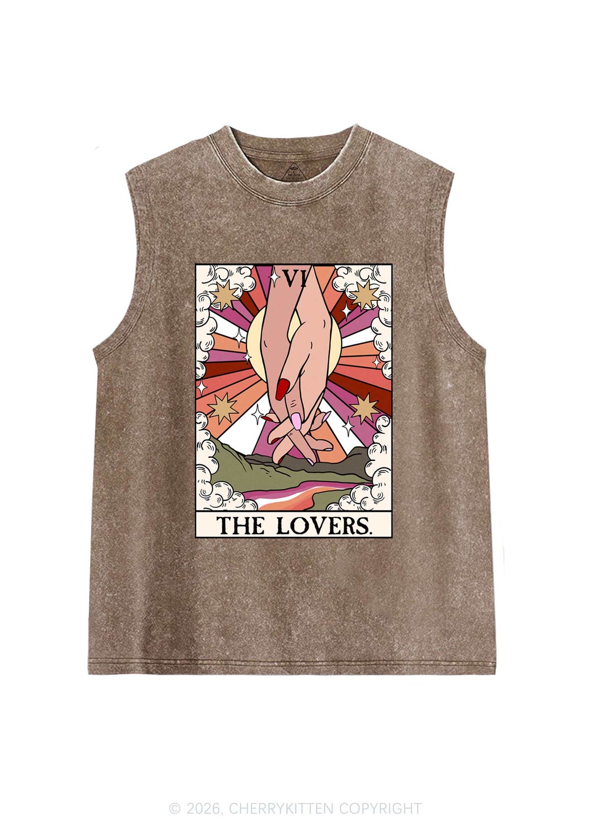 The Lesbian Lovers Pride Y2K Washed Muscle Tank Cherrykitten