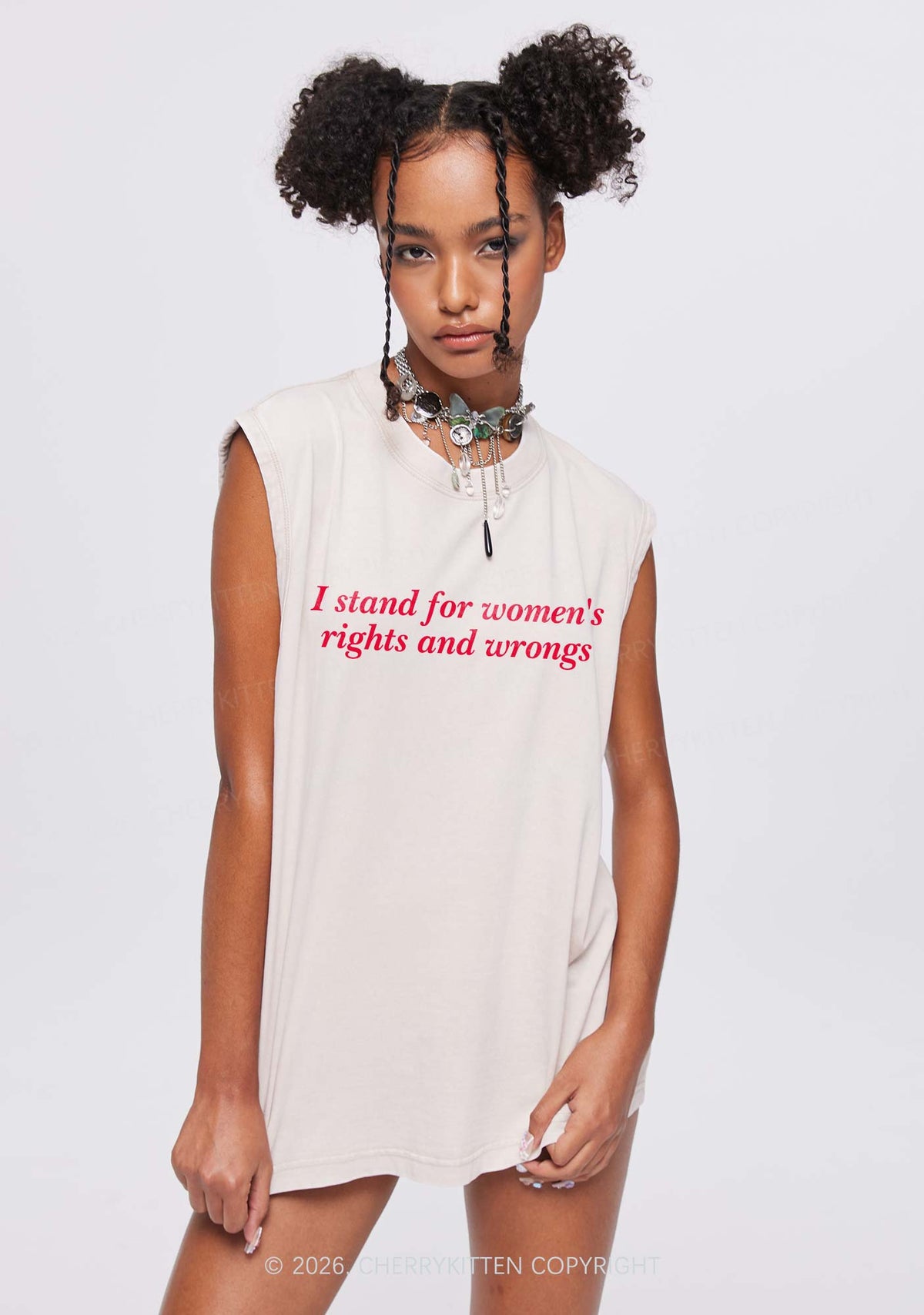 I Stand For Womens Rights Pride Y2K Washed Muscle Tank Cherrykitten