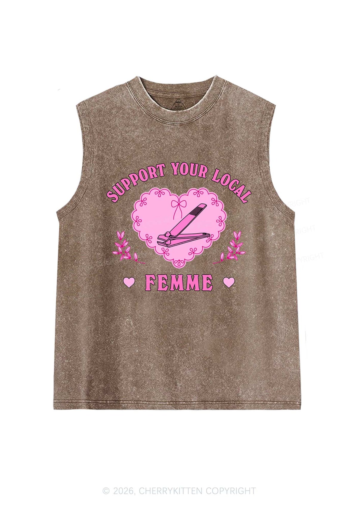 Support Your Local Femme Pride Y2K Washed Muscle Tank Cherrykitten