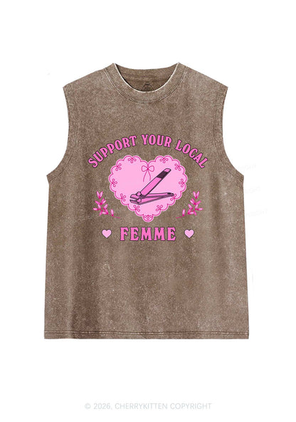 Support Your Local Femme Pride Y2K Washed Muscle Tank Cherrykitten