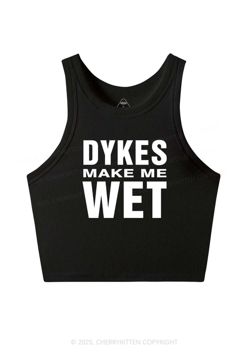 Dykes Make Me Wet Pride Y2K Crop Tank Top Cherrykitten