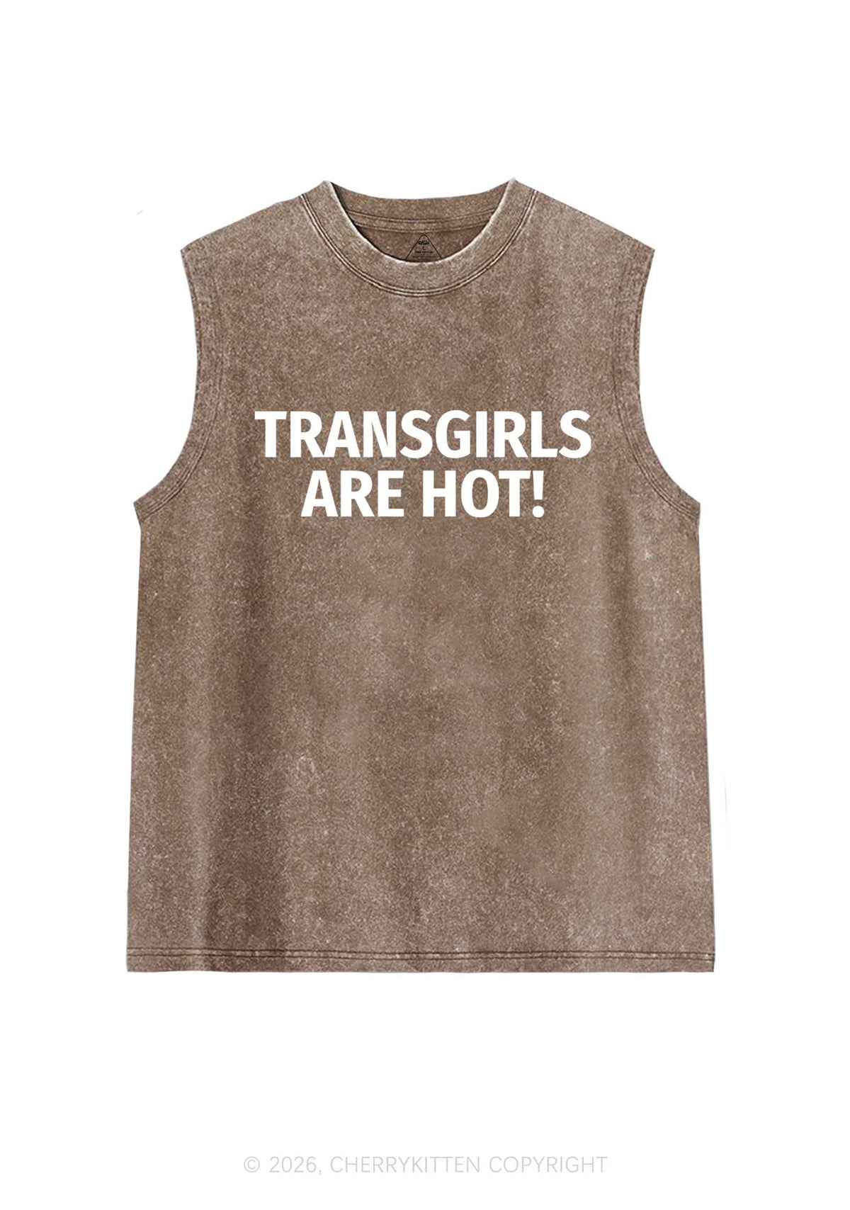 Transgirls Are Hot Pride Y2K Washed Muscle Tank Cherrykitten