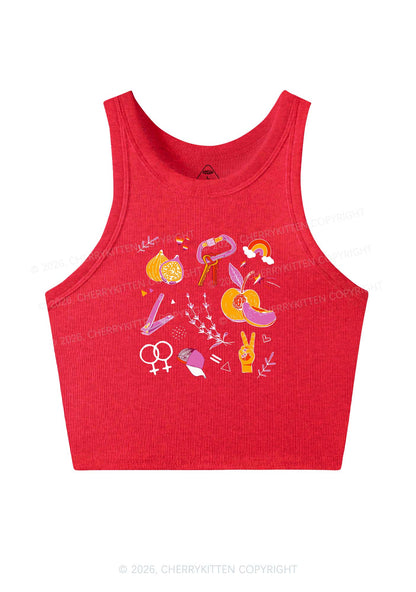 Lesbian Symbols Y2K Crop Tank Top Cherrykitten