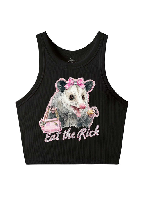 Eat The Rich Possum Y2K Crop Tank Top Cherrykitten