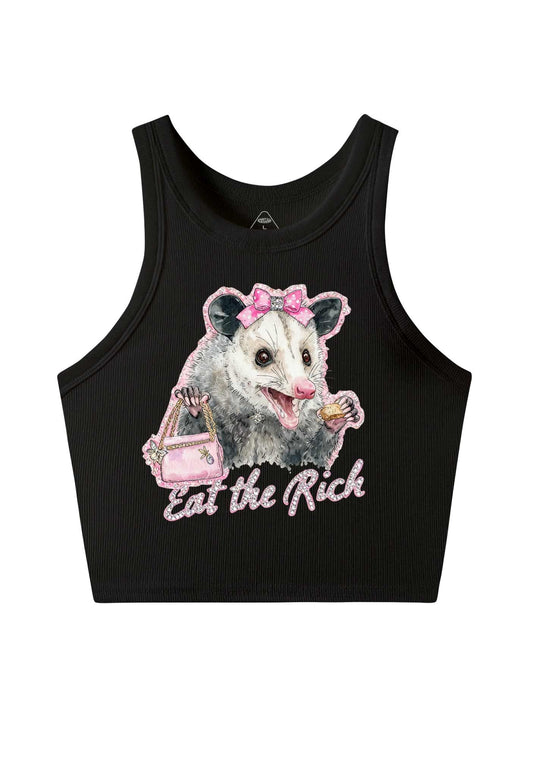 Eat The Rich Possum Y2K Crop Tank Top Cherrykitten