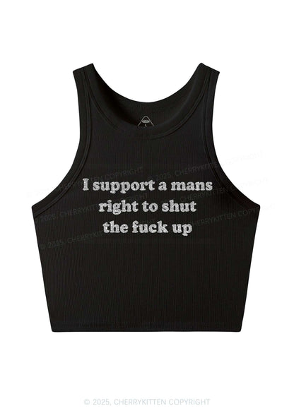 Glitter I Support A Mans Right Y2K Crop Tank Top Cherrykitten