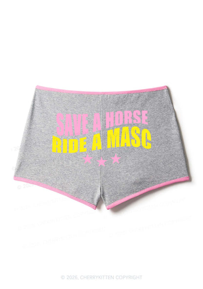 Save Horse Ride Masc Pride Y2K Booty Shorts Cherrykitten