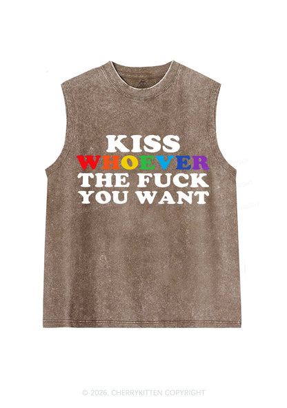 Kiss Whoever You Want Pride Y2K Washed Muscle Tank Cherrykitten
