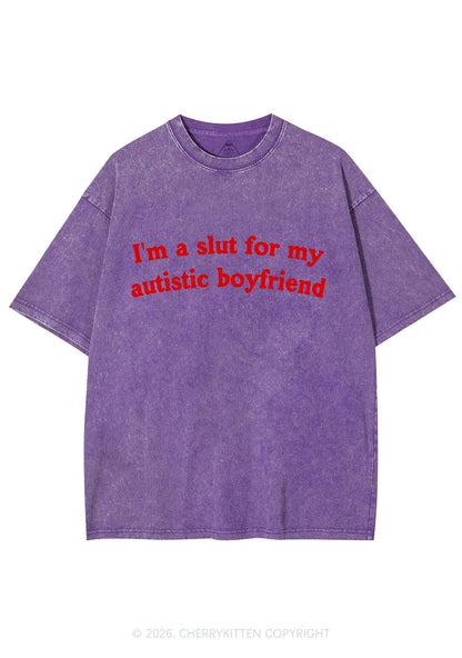 Slxt For My Autistic BF Y2K Shirts Washed Tee Cherrykitten