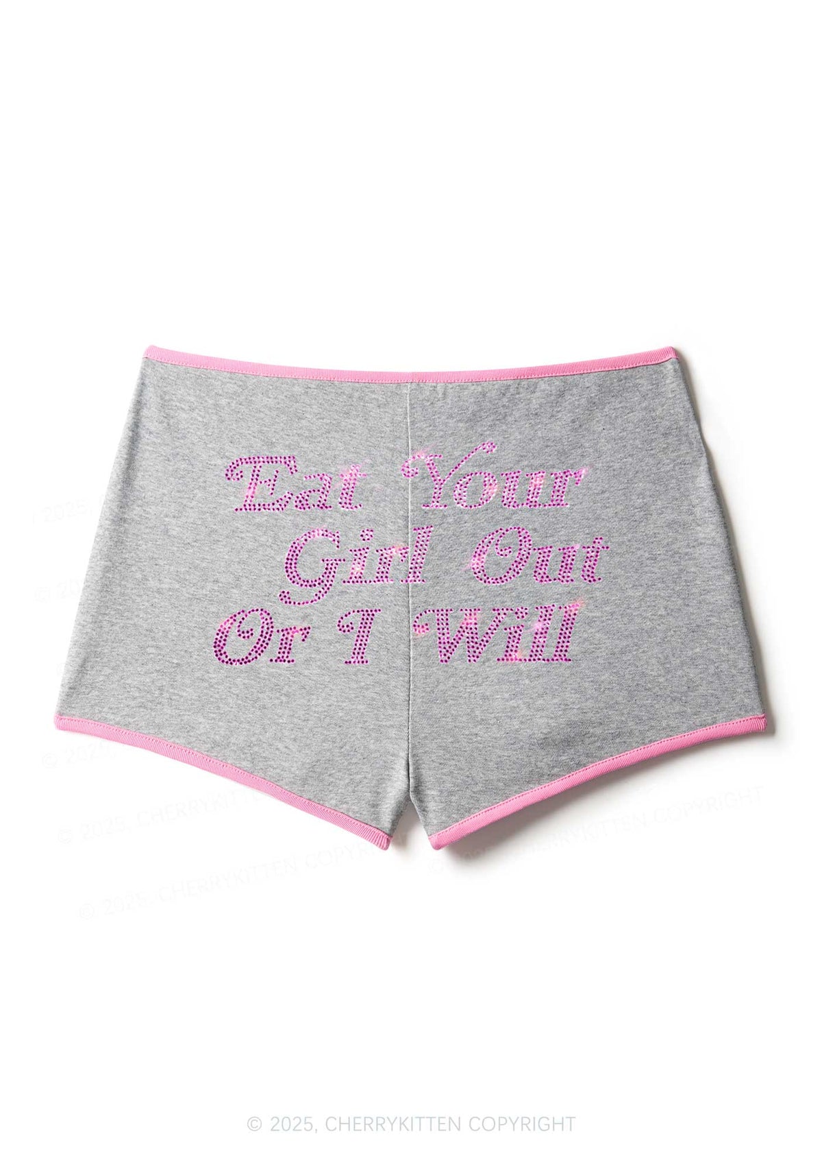 Rhinestone Eat Your Girl Out Y2K Booty Shorts Cherrykitten