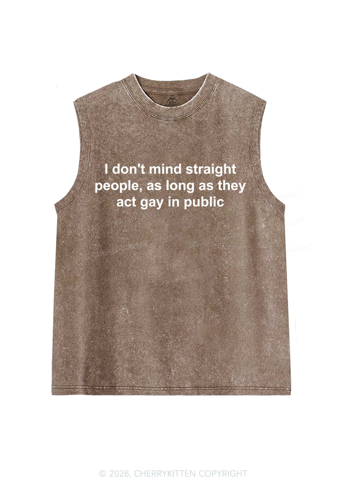 Act Gay In Public Pride Y2K Washed Muscle Tank Cherrykitten