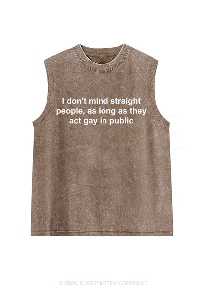 Act Gay In Public Pride Y2K Washed Muscle Tank Cherrykitten