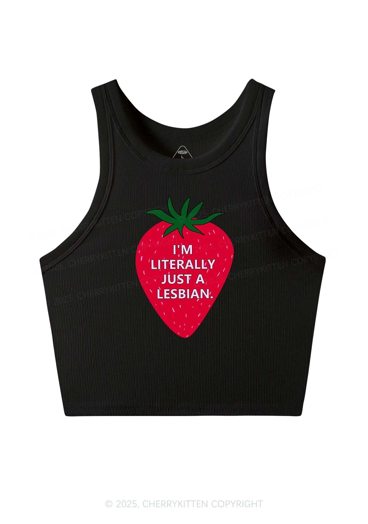 Lesbian Strawberry Pride Y2K Crop Tank Top Cherrykitten