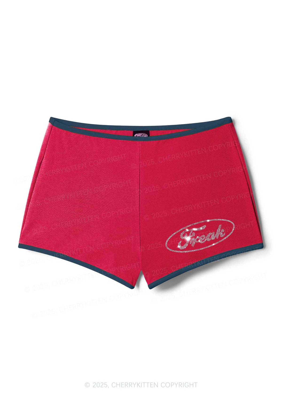 Rhinestone Mini Oval Freak Y2K Booty Shorts Cherrykitten