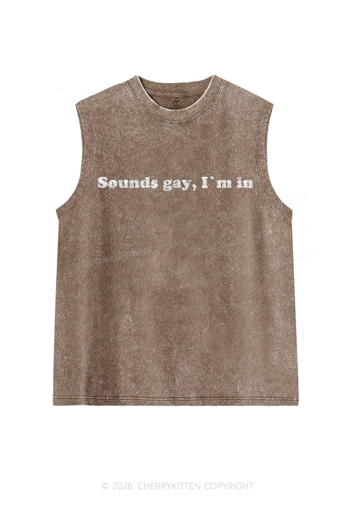 Glitter Sounds Gay Pride Y2K Washed Muscle Tank Cherrykitten