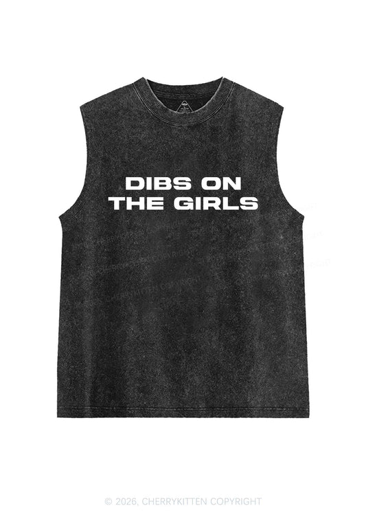 Dibs On The Girls Pride Y2K Washed Muscle Tank Cherrykitten