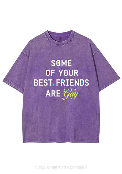 Your Best Friends Are Gay Pride Y2K Shirts Washed Tee Cherrykitten