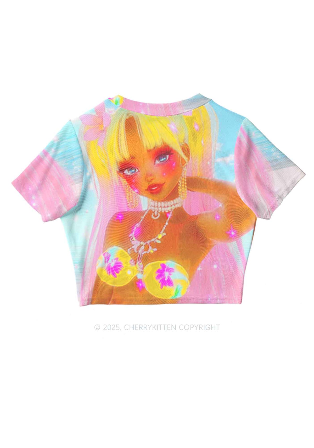 Flower Princess Y2K Mesh Crop Top Cherrykitten