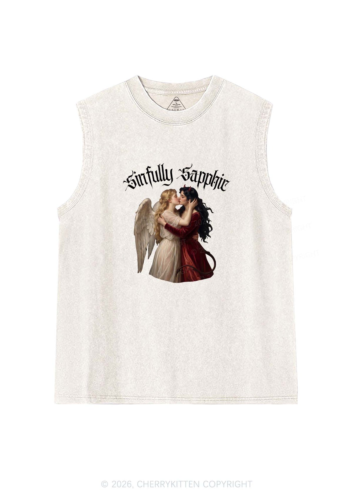 Sinfully Sapphic Pride Y2K Washed Muscle Tank Cherrykitten