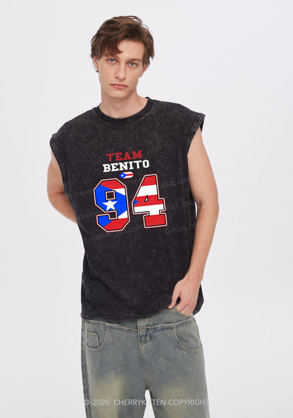 Black Team Bunny Y2K Washed Muscle Tank Cherrykitten