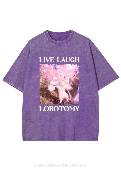 Live Laugh Lobotomy Rats Y2K Shirts Washed Tee Cherrykitten Art by OhStuffinell Taxidermy