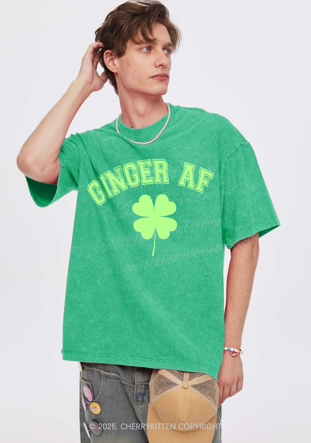 Ginger AF St Patricks Y2K Shirts Washed Tee Cherrykitten