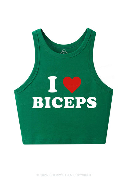 I Love Biceps Y2K Crop Tank Top Cherrykitten