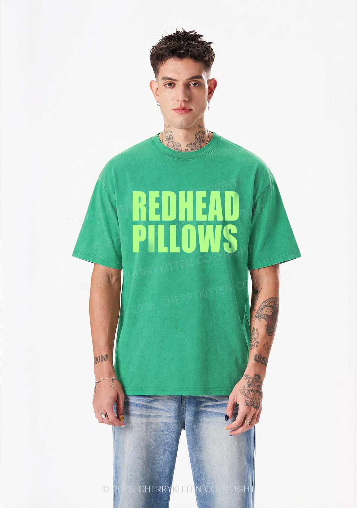 Redhead Pillows St Patricks Y2K Shirts Washed Tee Cherrykitten