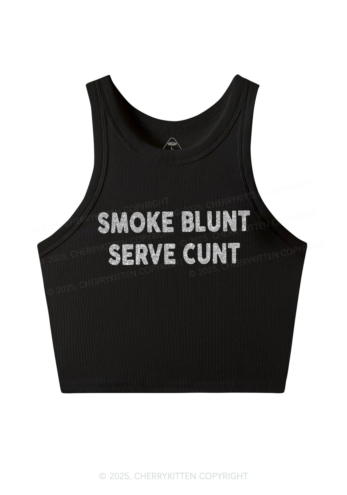 Glitter Smoke Blunt Y2K Crop Tank Top Cherrykitten