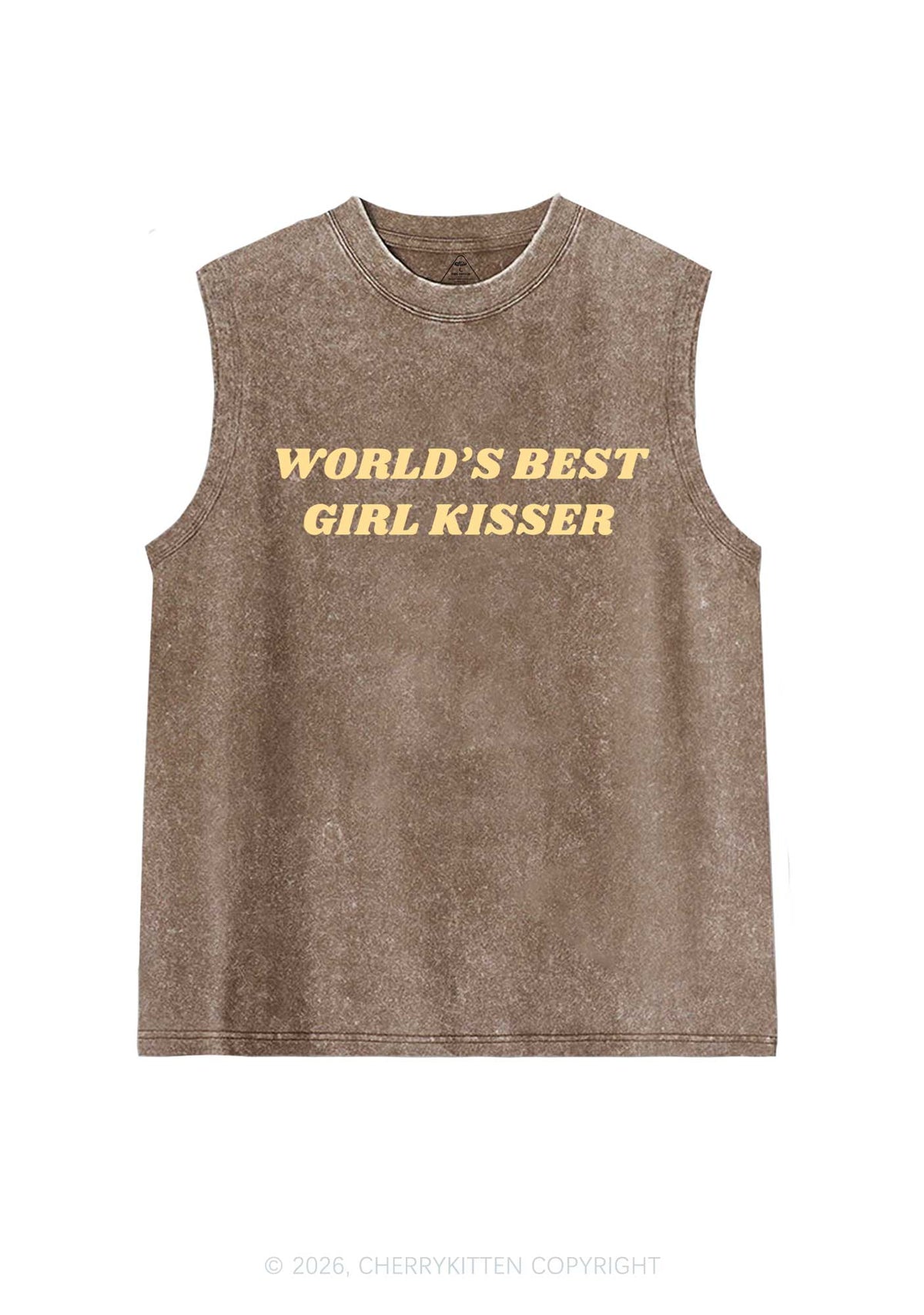Best Girl Kisser Pride Y2K Washed Muscle Tank Cherrykitten
