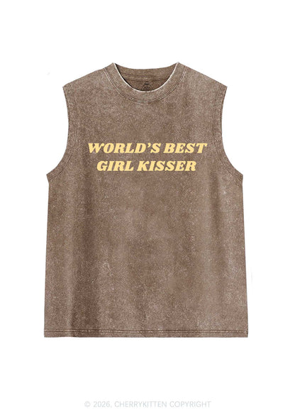 Best Girl Kisser Pride Y2K Washed Muscle Tank Cherrykitten