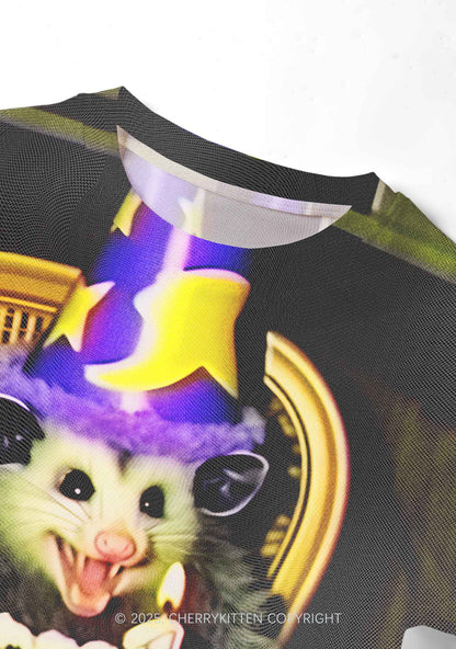 Birthday Rat Y2K Mesh Crop Top Cherrykitten