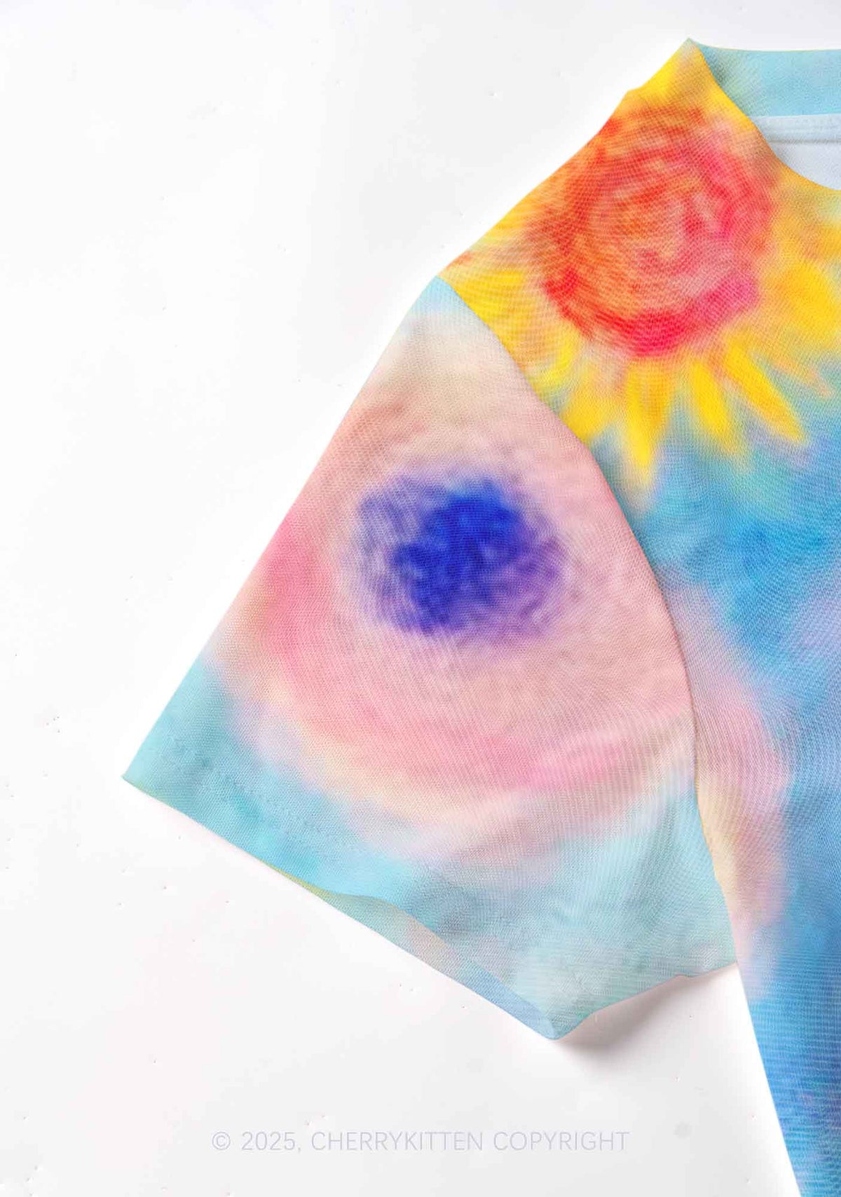 Flower Art Y2K Mesh Crop Top Cherrykitten