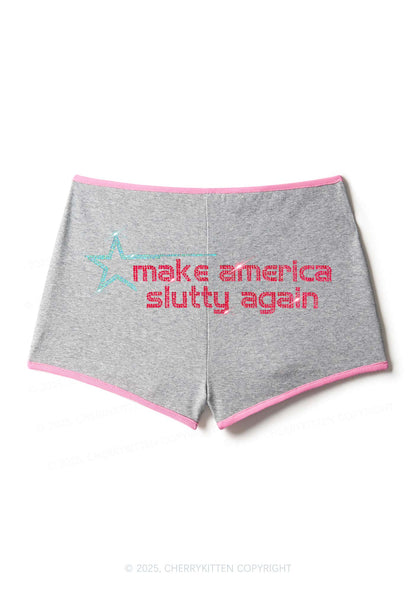 Rhinestone Make America Slxtty Again Y2K Booty Shorts Cherrykitten