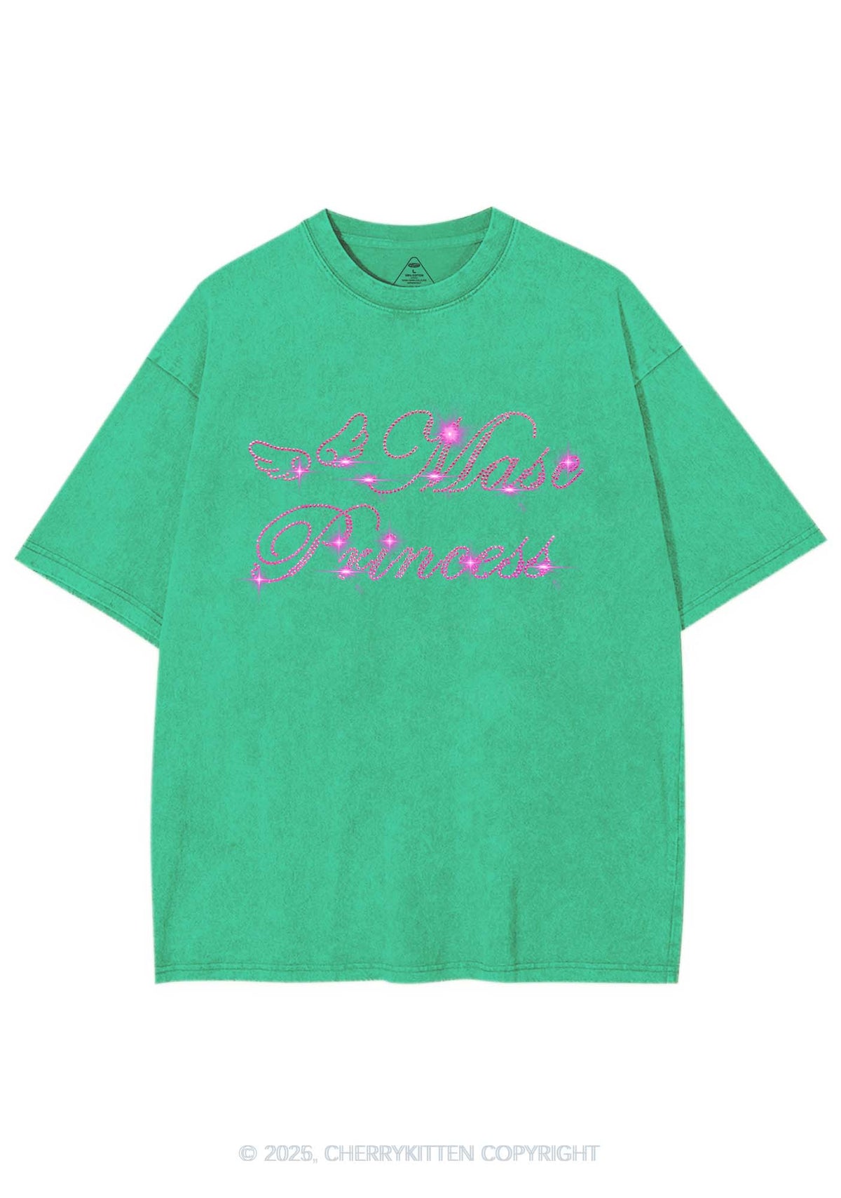 Rhinestone Masc Princess Pride Y2K Shirts Washed Tee Cherrykitten