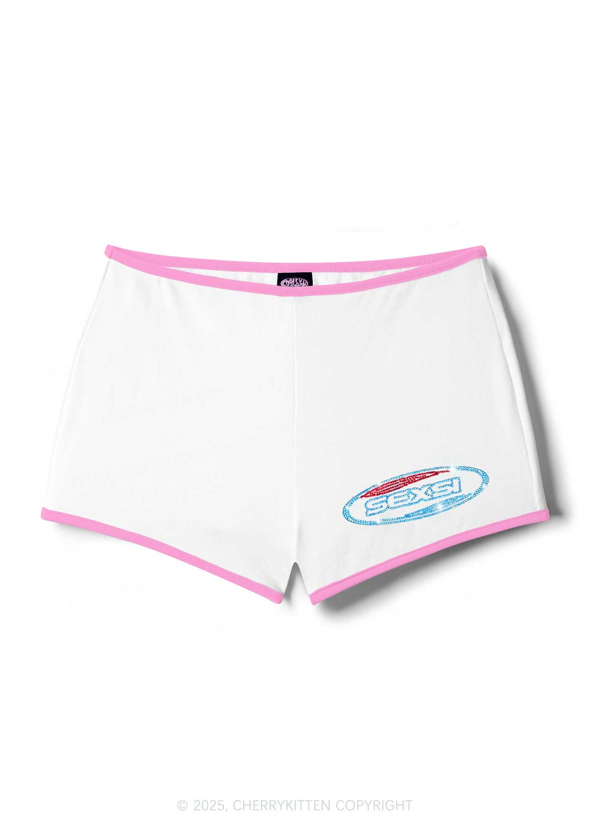 Rhinestone Sexsi Slogan Y2K Booty Shorts Cherrykitten