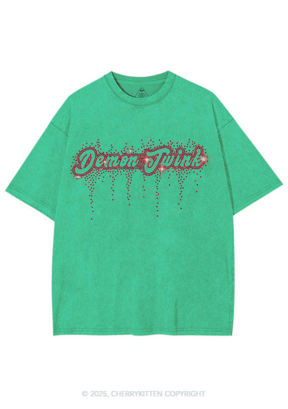 Rhinestone Demon Twink Pride Y2K Shirts Washed Tee Cherrykitten