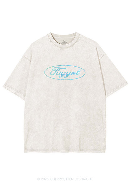 Rhinestone Oval Faggot Pride Y2K Shirts Washed Tee Cherrykitten