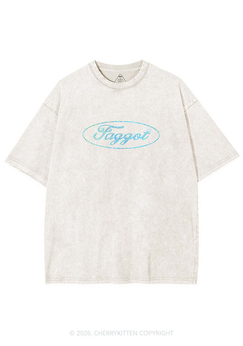 Rhinestone Oval Faggot Pride Y2K Shirts Washed Tee Cherrykitten