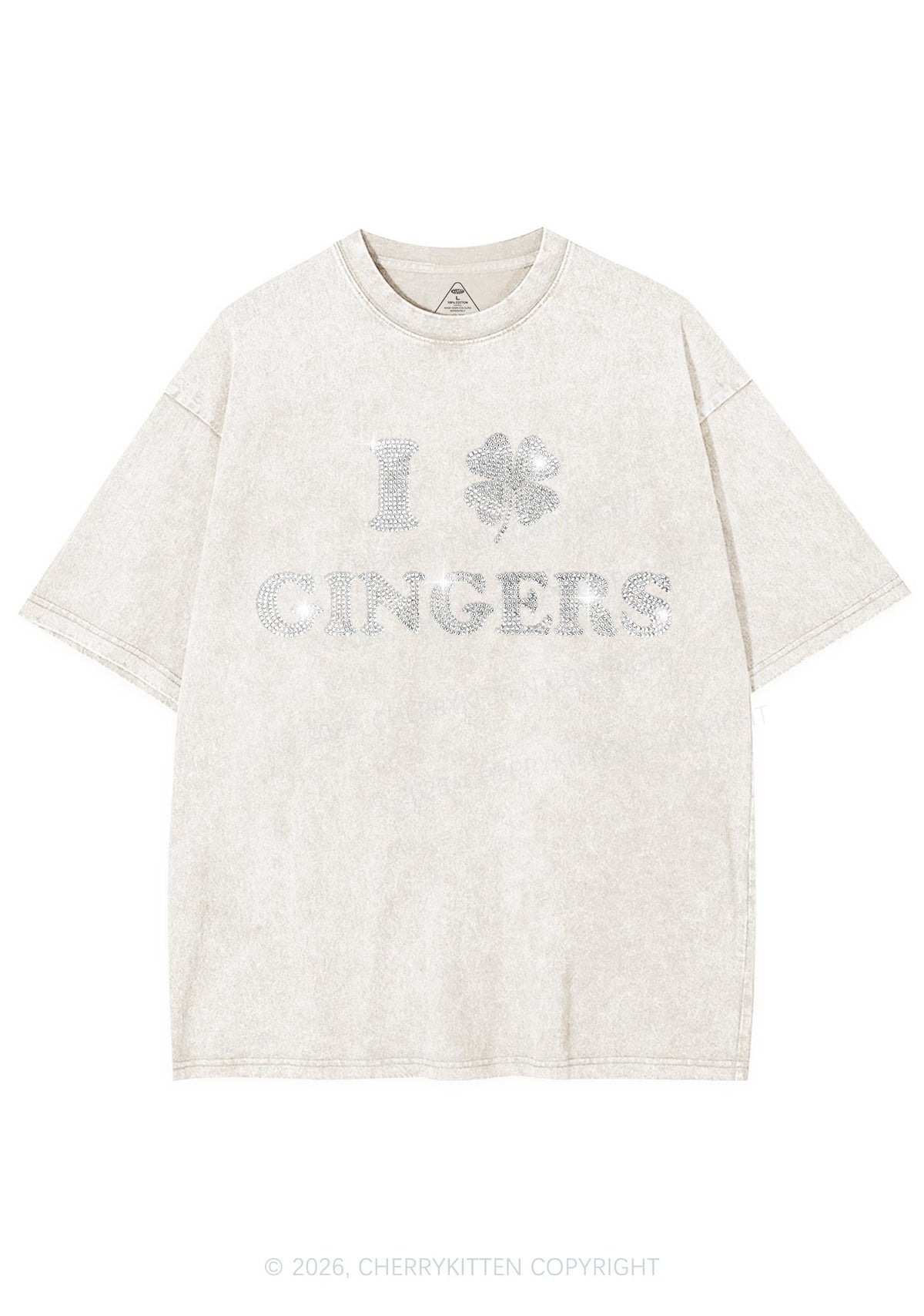 Rhinestone I Love Gingers St Patricks Y2K Shirts Washed Tee Cherrykitten